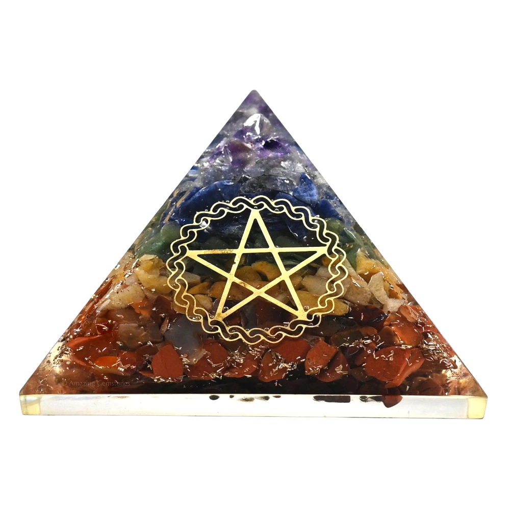 Natural Chakra Orgone Pyramid - Pentacle