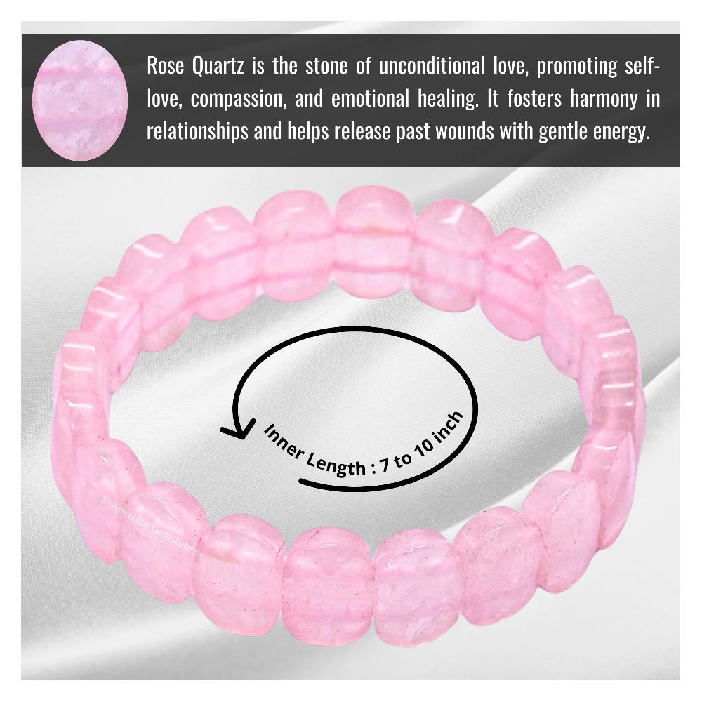 Rose Quartz Faceted Bracelet - Oval Stone