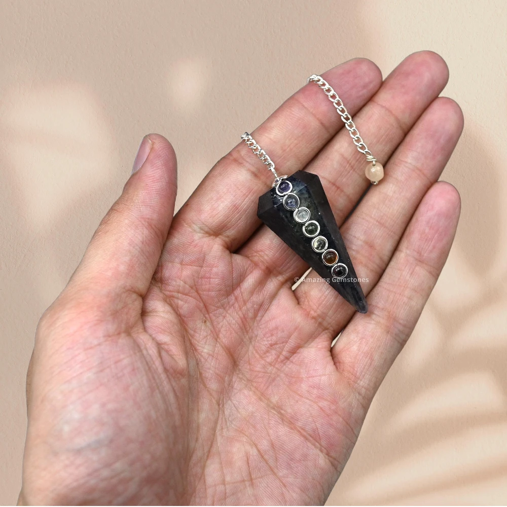 Iolite Chakra Crystal Pendulum