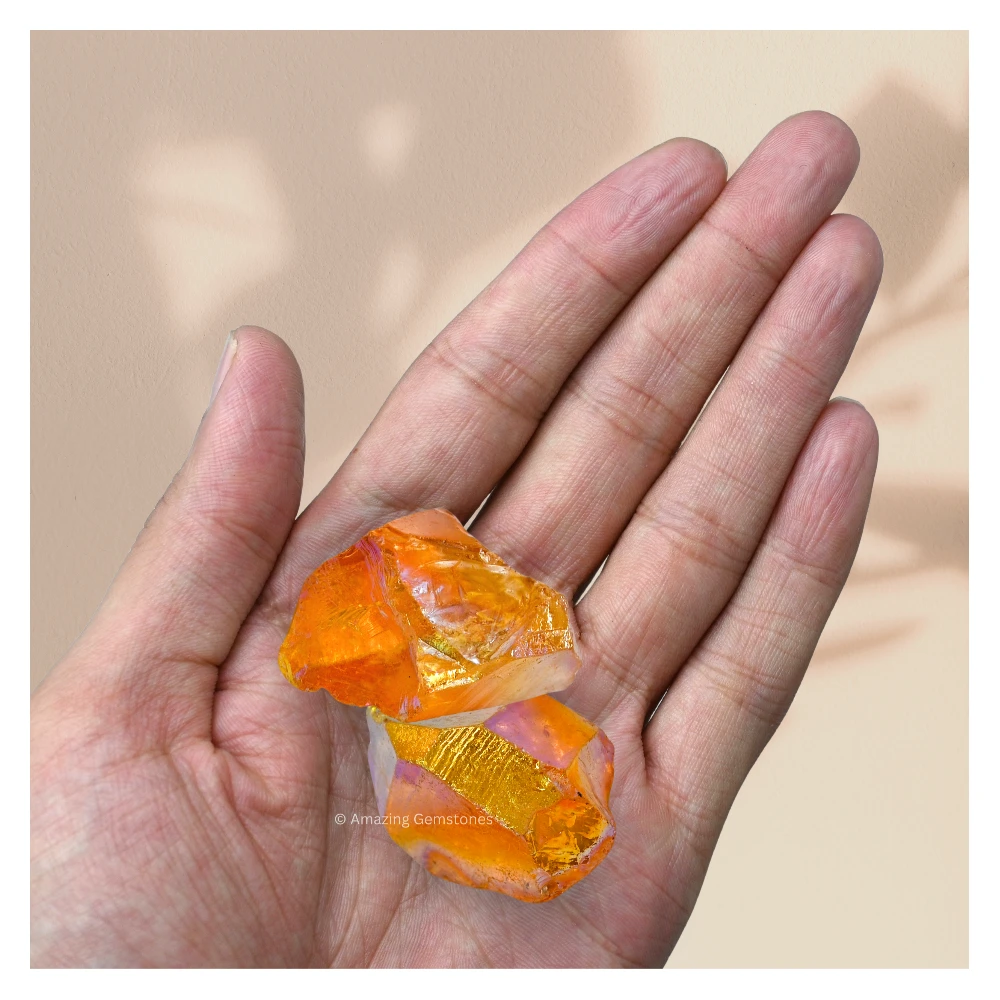Tangerine Aura Quartz Raw Crystals (5 Pieces)