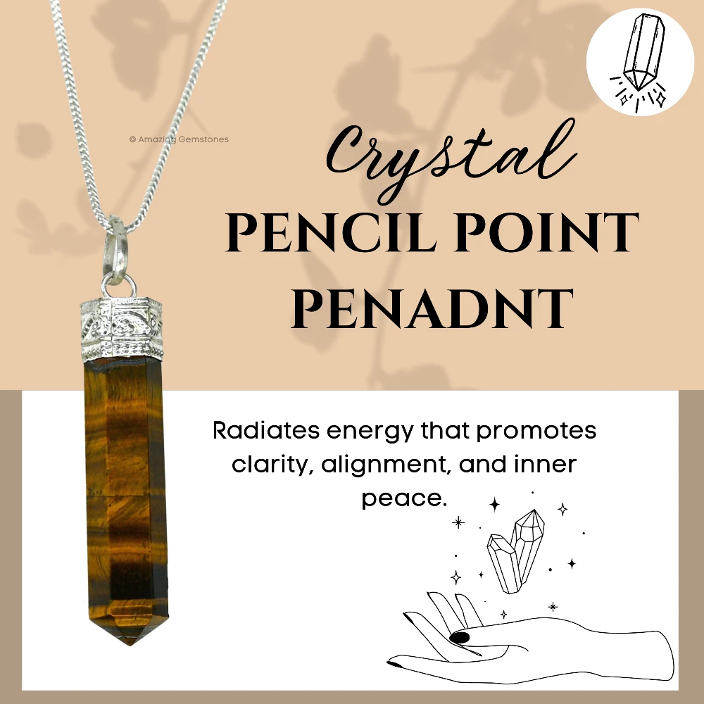 Set of 11 Crystal Pencil Point Pendant Necklace