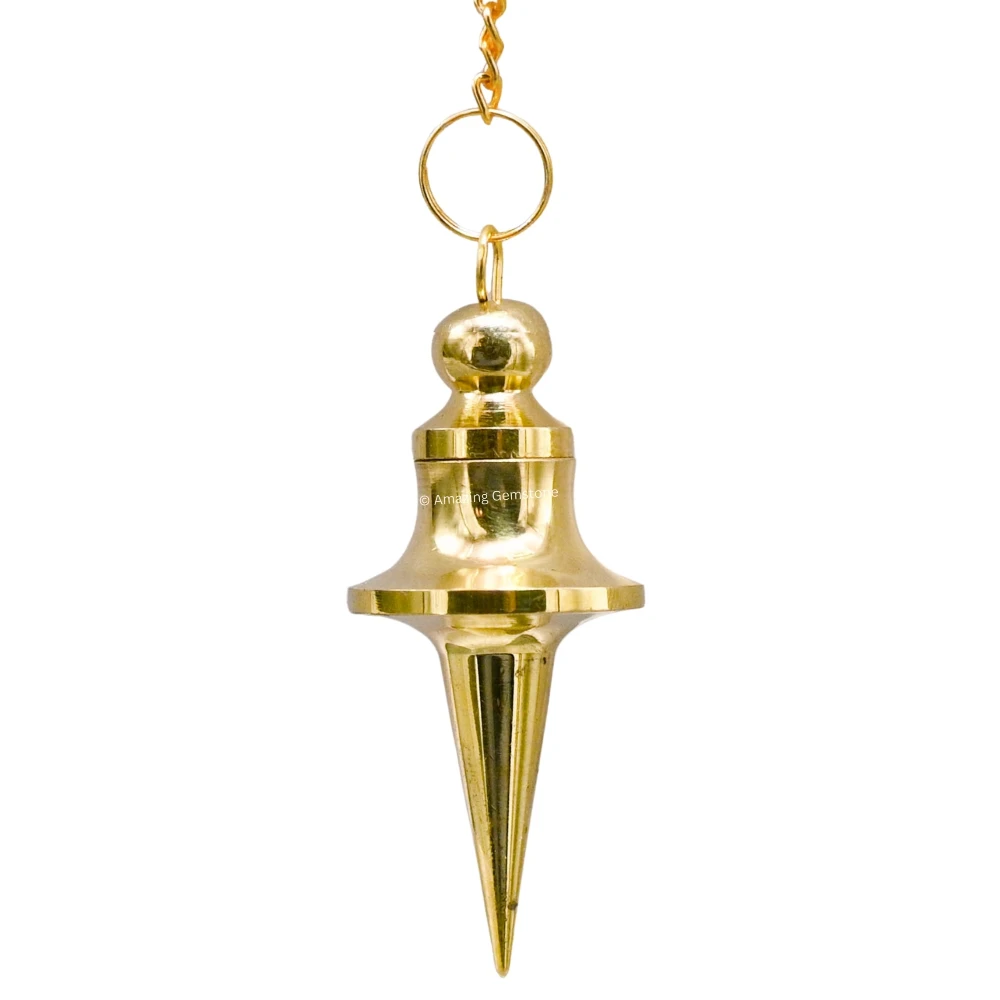 Metal Brass Pendulum - Gold Disc Cone Long Point (MP117)