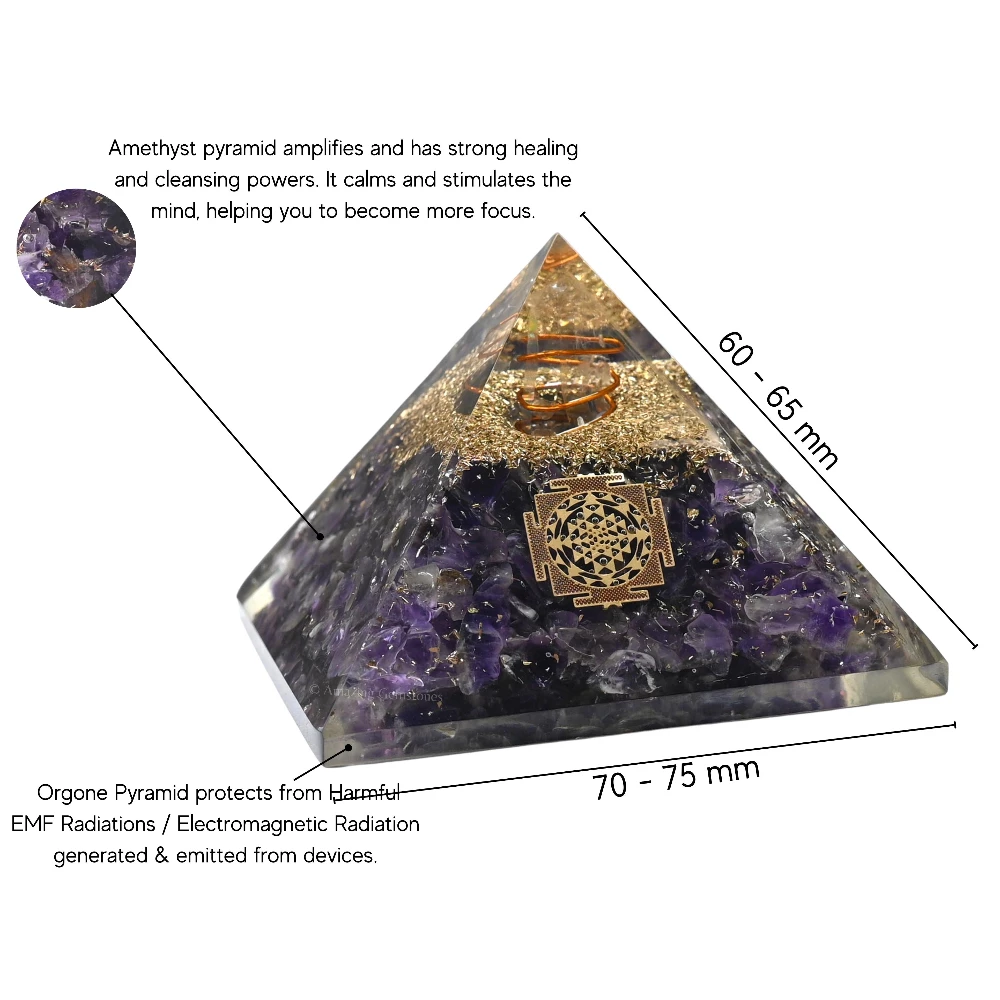 Amethyst Orgone Pyramid - Sri Yantra