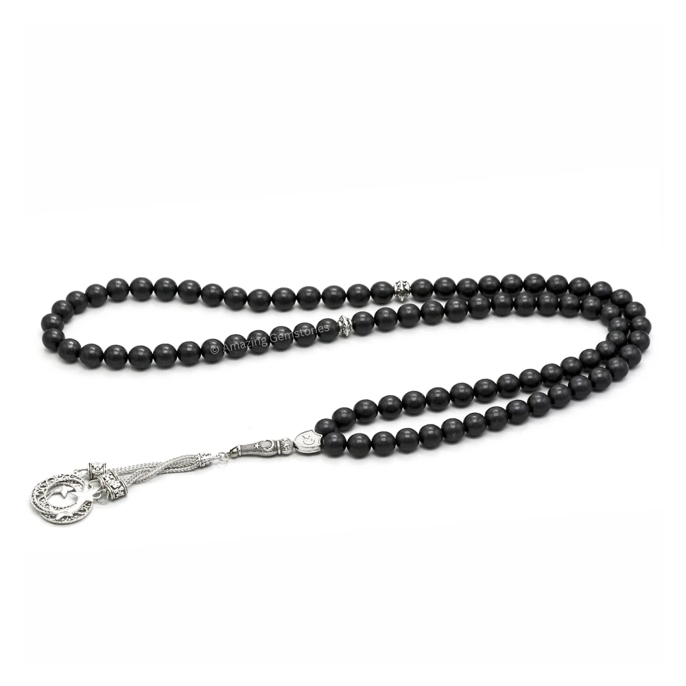 Shungite Crystal Tasbeeh Sibha Prayer Beads (Silver)