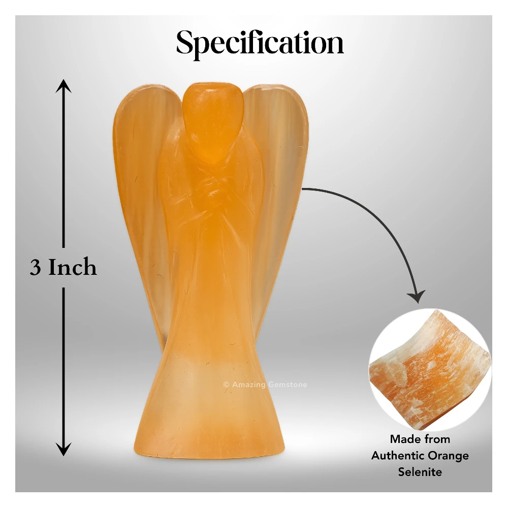 Orange Selenite Angel Figurine (3 Inch)