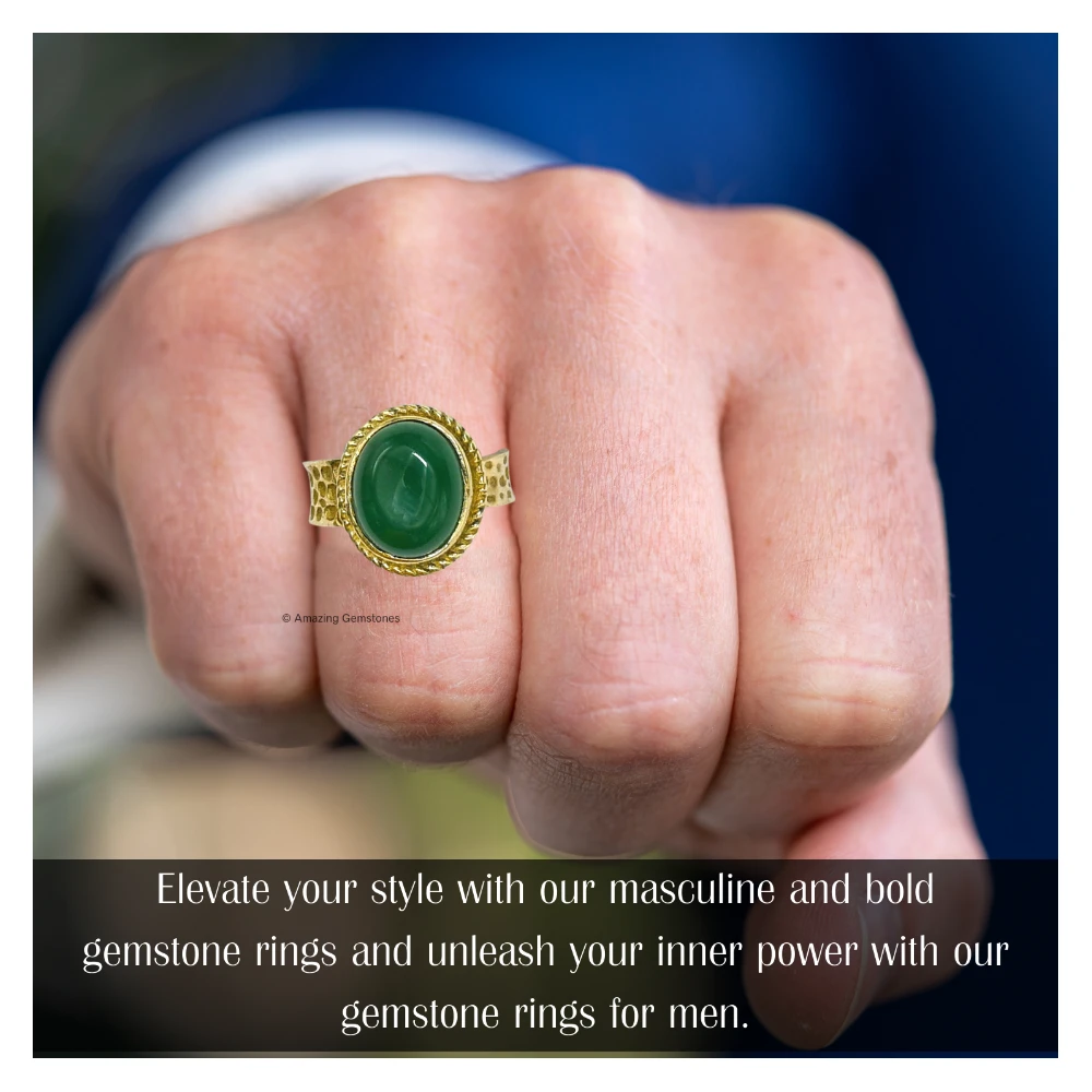 Green Onyx Crystal Ring (Gold)
