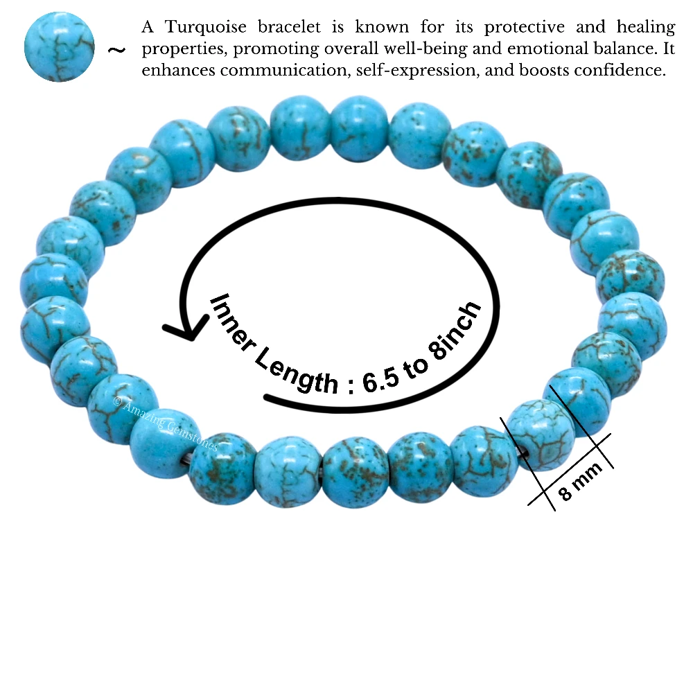 Magnesite Turquoise Bracelet (Strechable)