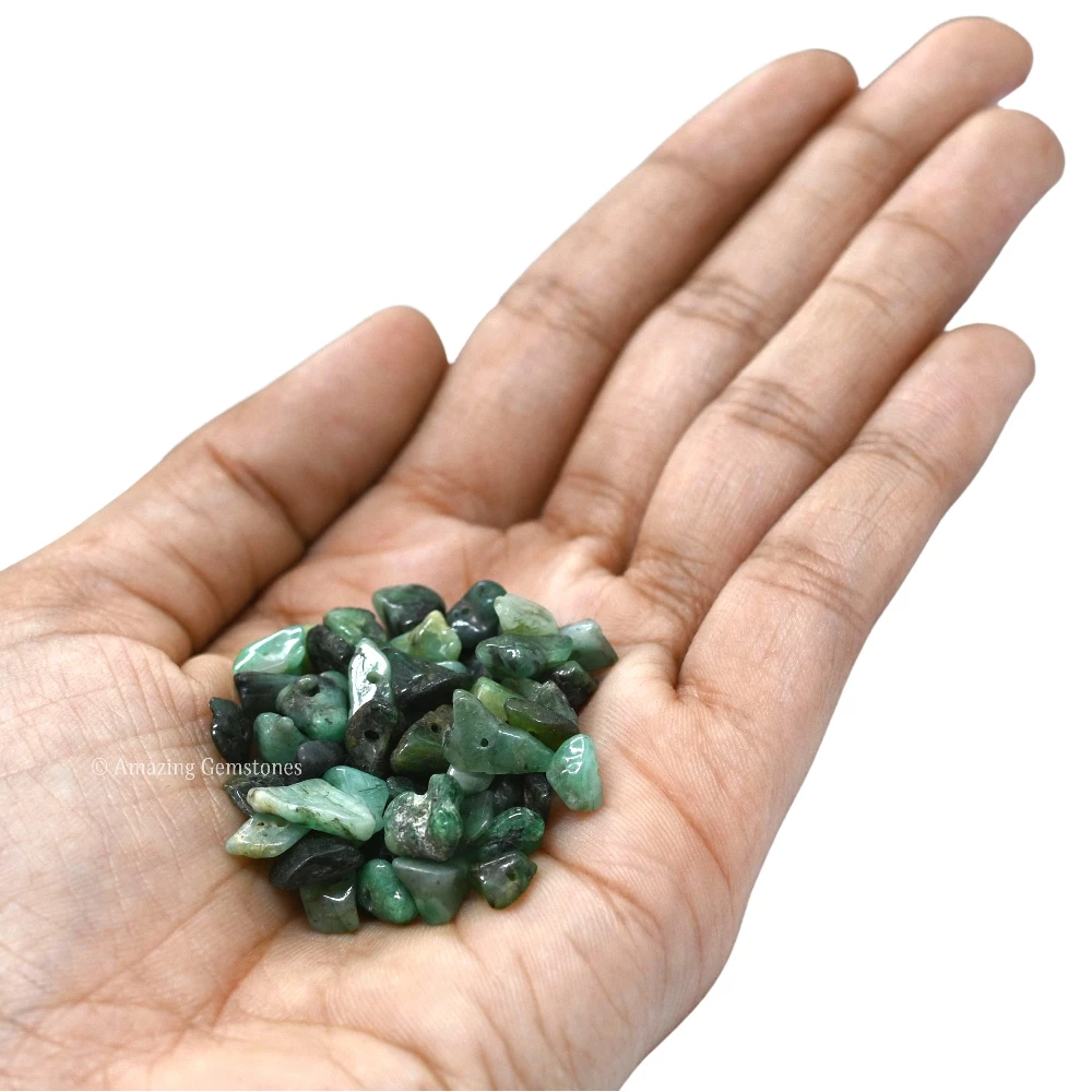 Emerald Chips - Pre Drilled