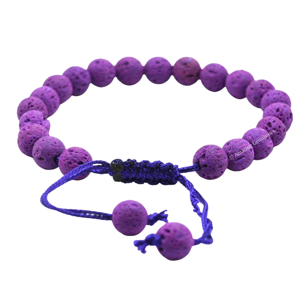 Purple Lava Stone Bracelet (Adjustable)