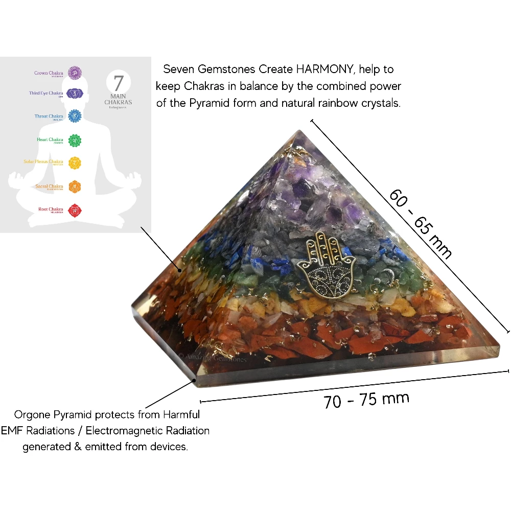 Natural Chakra Orgone Pyramid - Hamsa