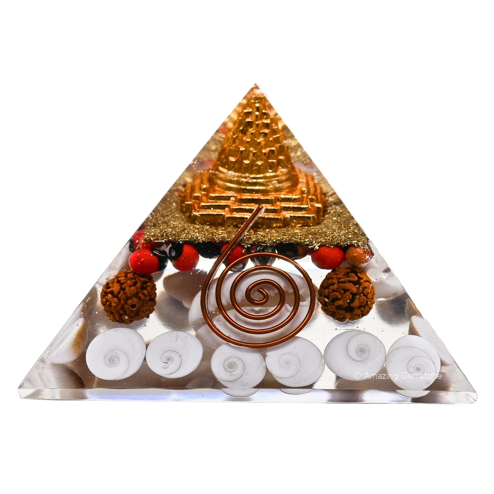 Laxmi Wealth Pyramid - Shree Yantra, Gomati Chakra, Rudraksha, Kodi (Regular)