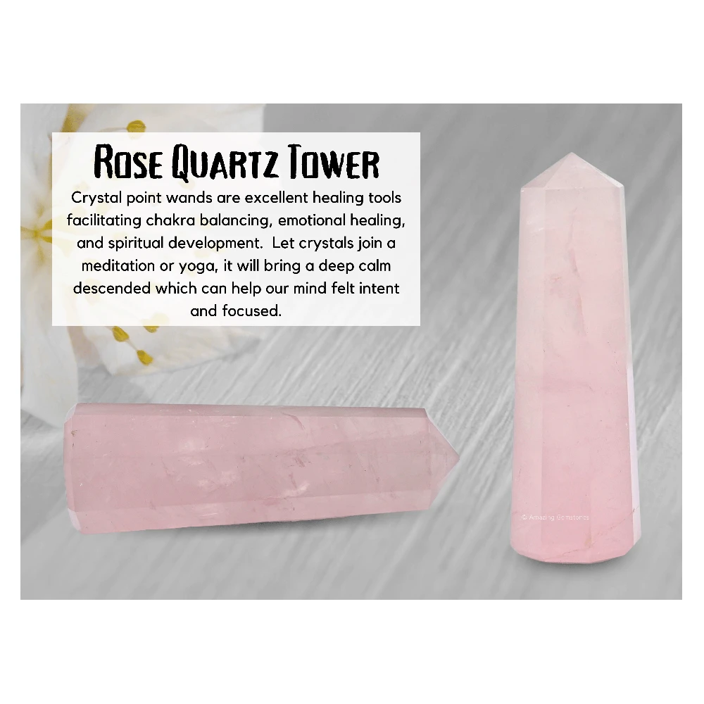 Star Rose Quartz Tower (3" to 4" Inch)