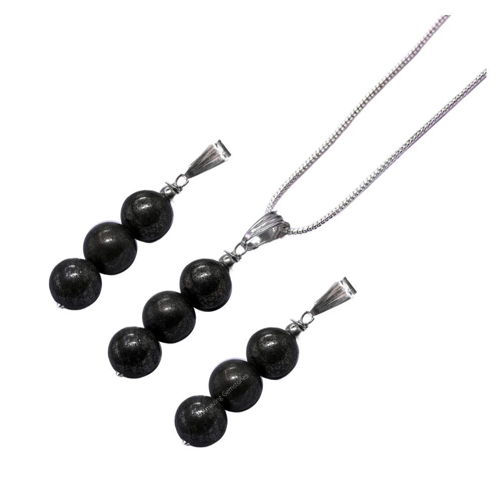 Shungite Bead Pendant (Silver)