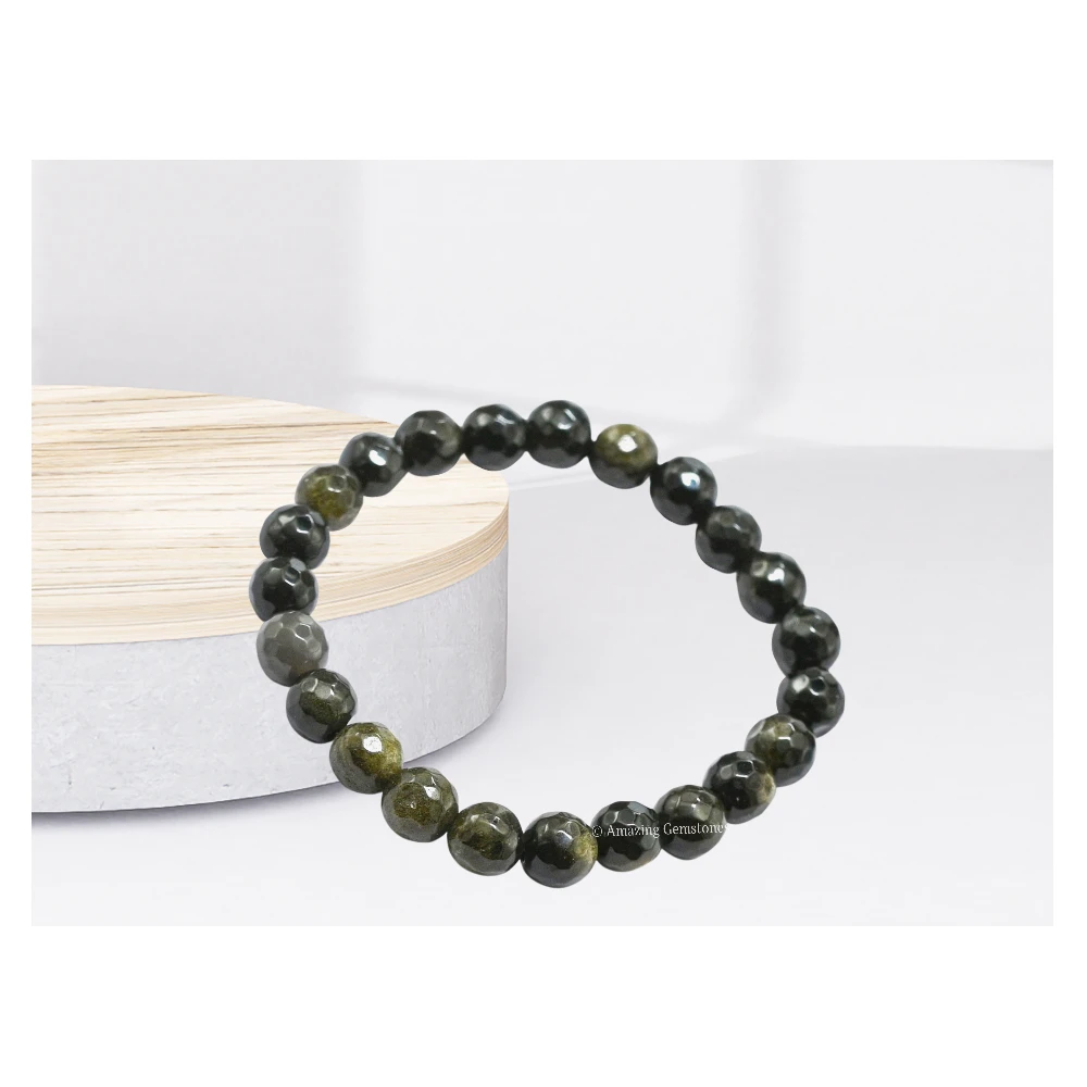 Golden Sheen Obsidian Bracelet (Faceted-Stretchable)