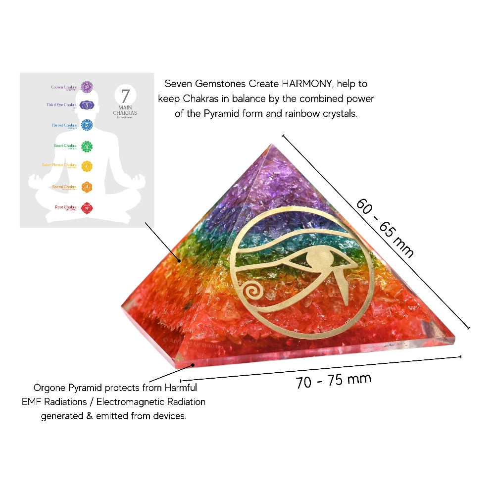 Chakra Onyx Orgone Pyramid - Eye of Ra