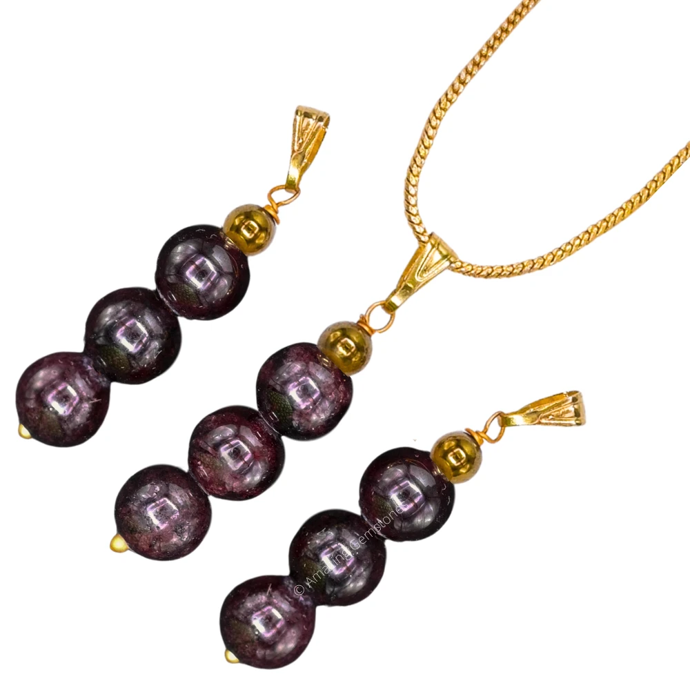 Garnet Bead Pendant (Gold)