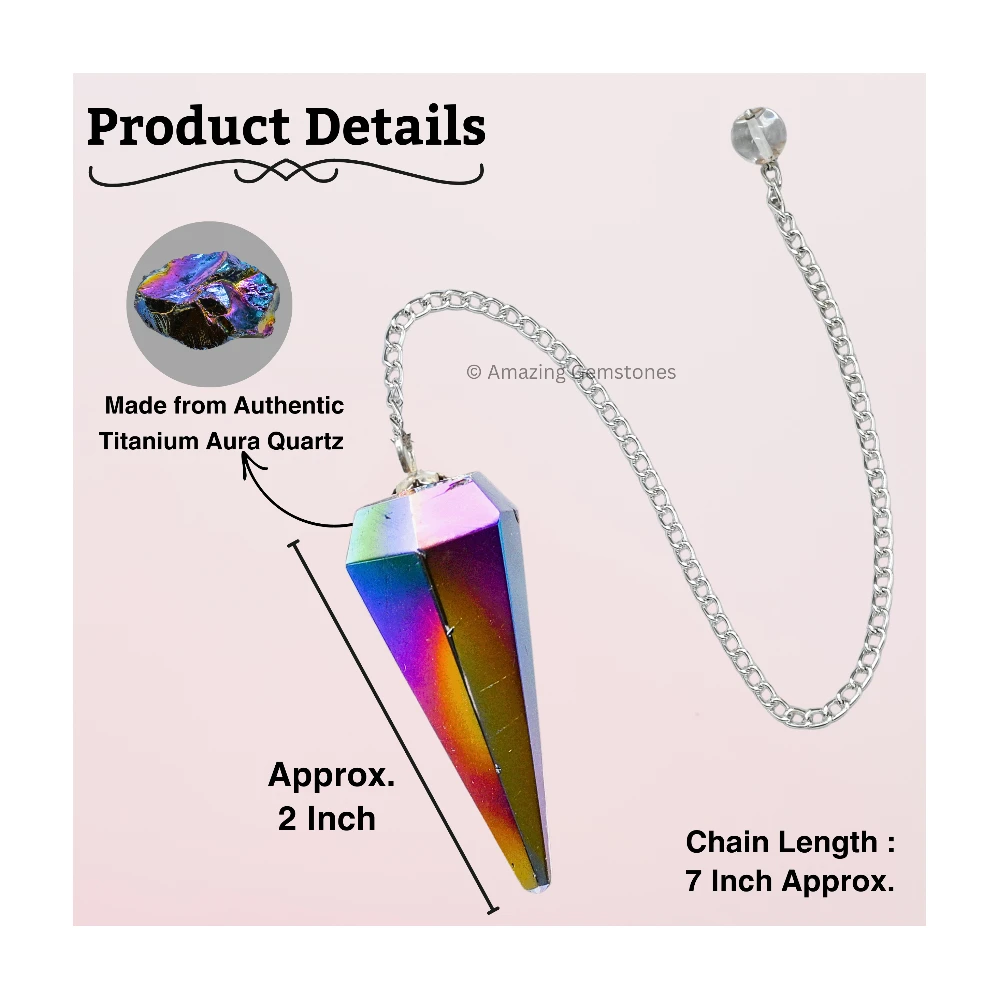 Titanium Aura Quartz Pendulum