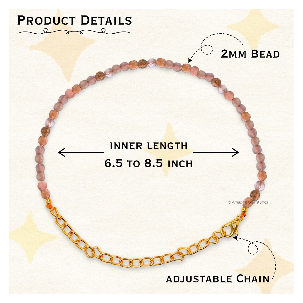 Golden Moonstone Crystal Bracelet - 2mm Faceted Bead (Gold)