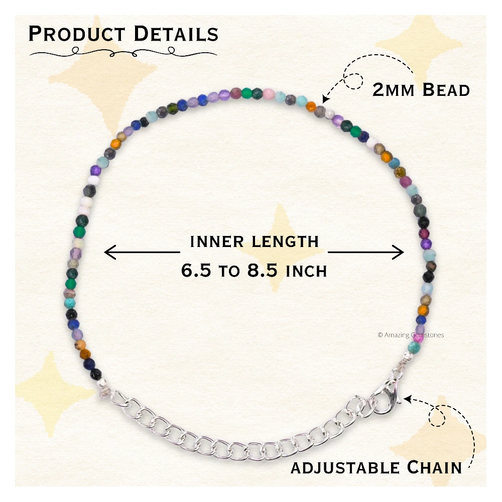 Mix Disco Crystal Bracelet - 2mm Faceted Bead (Silver)