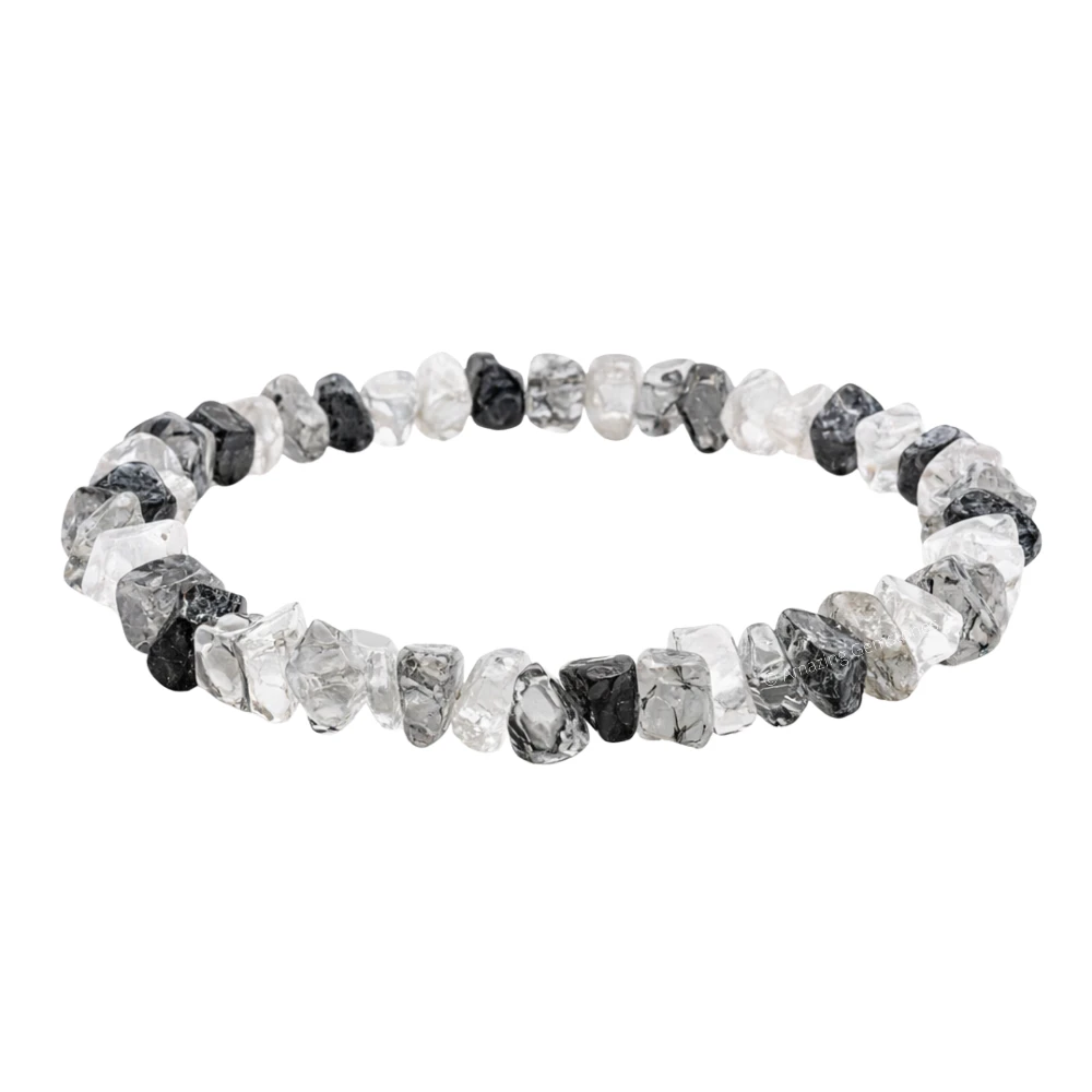 Black Rutilated Quartz Chips Bracelet