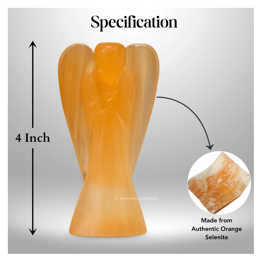 Orange Selenite Angel Figurine (4 Inch)