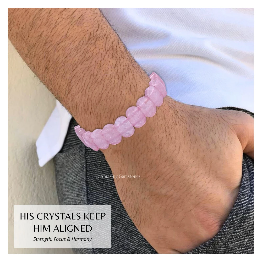 Rose Quartz Faceted Bracelet - Oval Stone