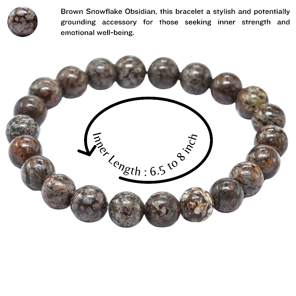 Brown Snowflake Obsidian Bracelet (Strechable)