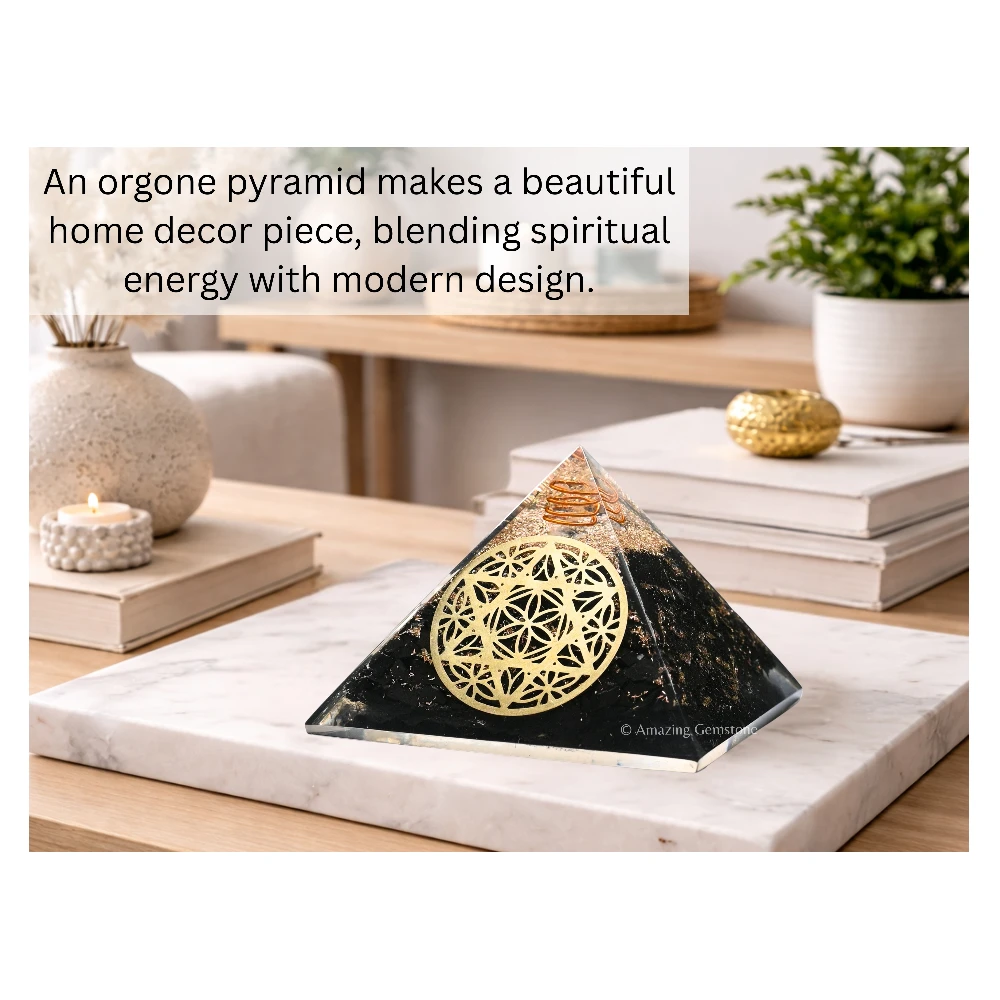 Black Tourmaline Orgone Pyramid - Star of David