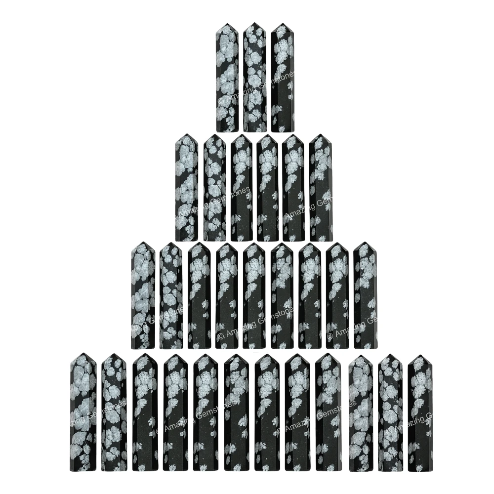 Snowflake Obsidian Pencil Points (Set of 50)