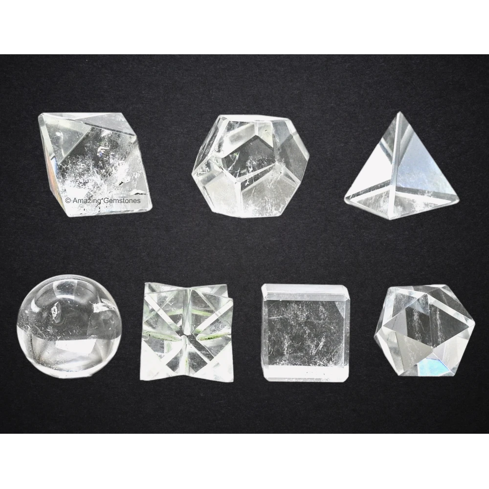 Clear Quartz Platonic Solid - 7 Pcs