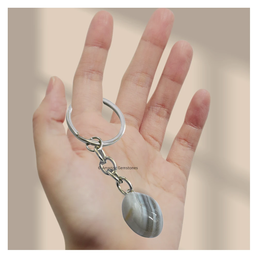 Lace Agate Keychain Keys Holder (Tumble)