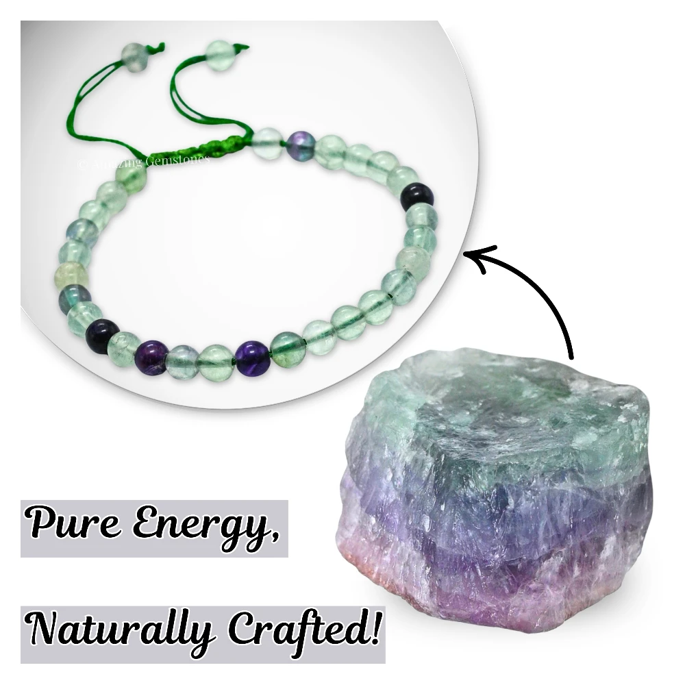 Multi Fluorite Healing Crystal Bracelets - 6mm Beads (Adjustable)