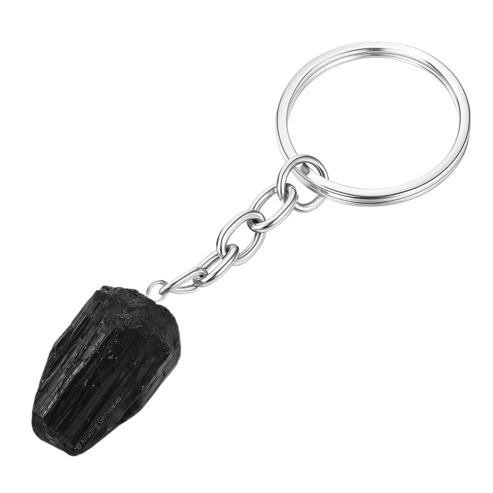 Black Tourmaline Keychain Keys Holder (Raw)