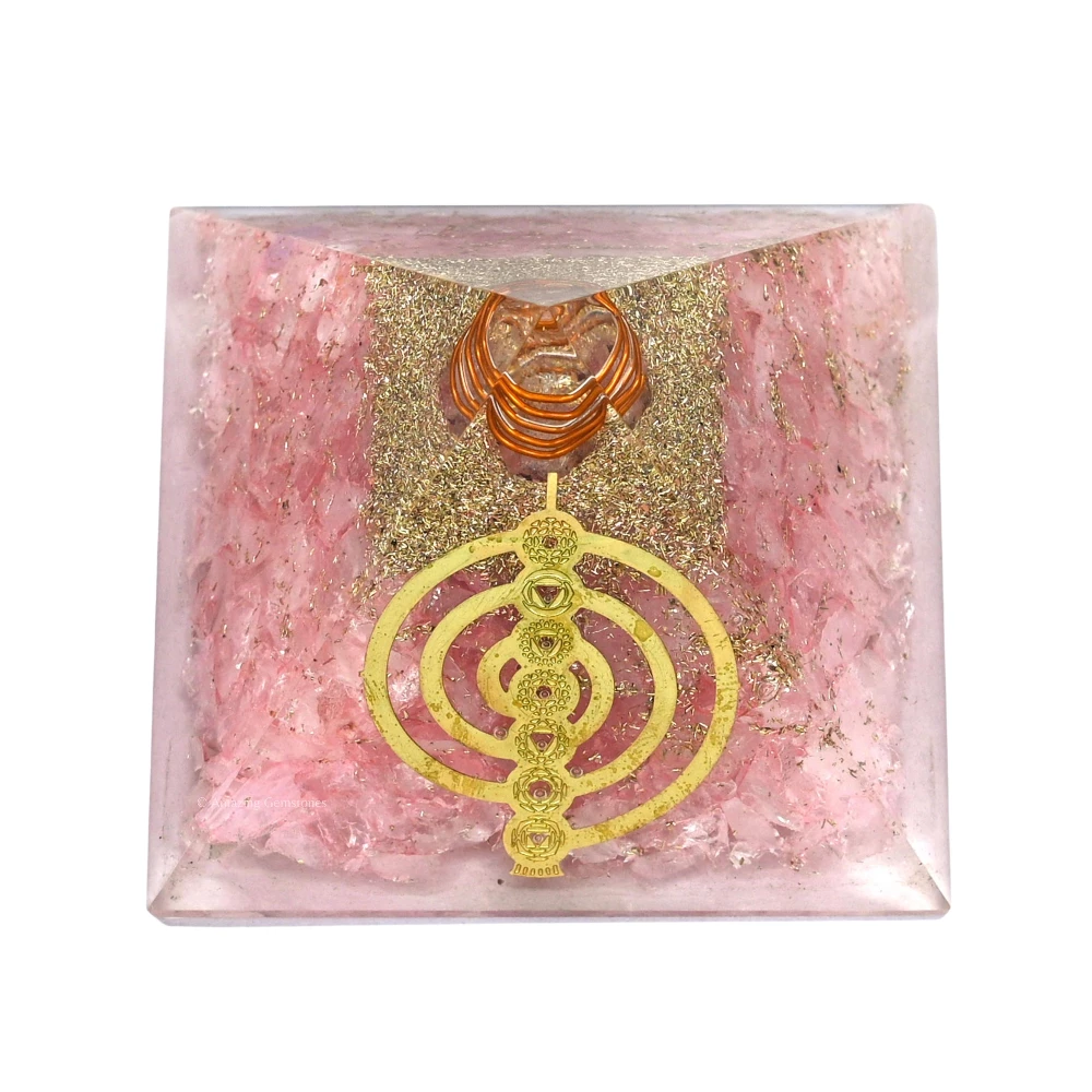 Rose Quartz Orgone Pyramid - Chakra Reiki