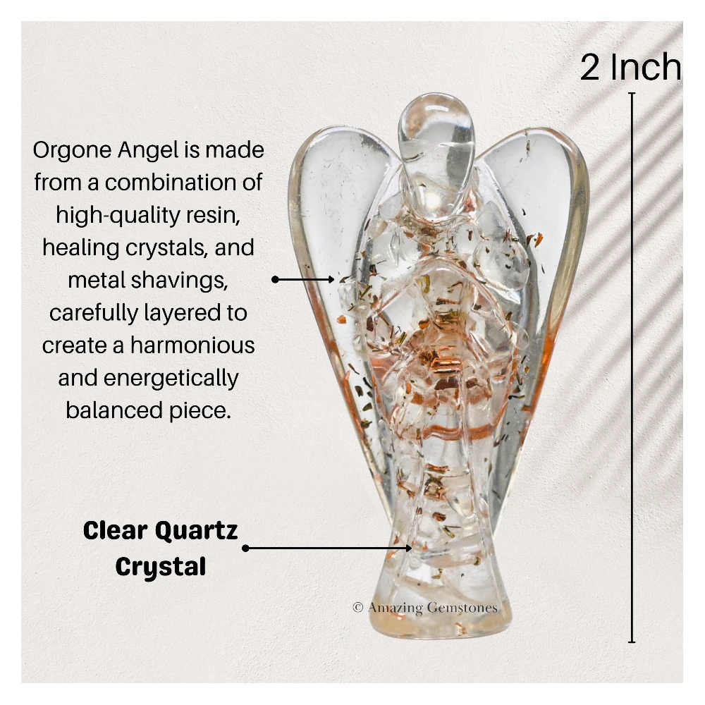 Clear Quartz Orgone Angel Figurine (2 Inch)