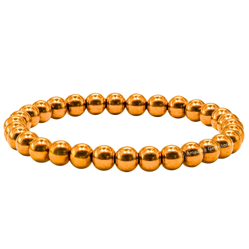 Copper Hematite Healing Crystal Bracelets - 6mm Beads
