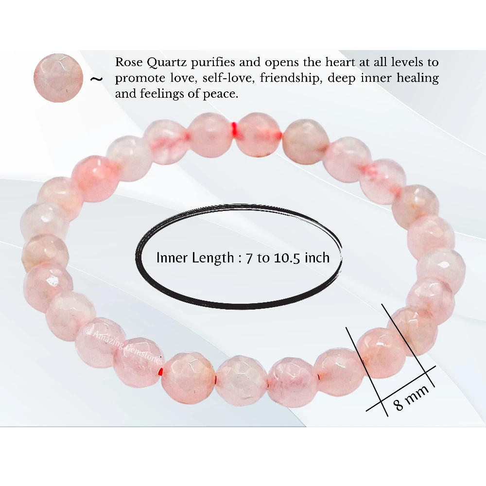Rose Quartz Bracelet (Faceted-Stretchable)