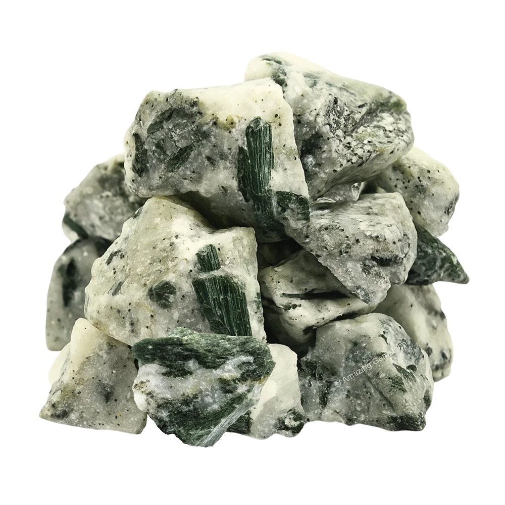 Green Tourmaline With Quartz Raw Crystals (1 LB)