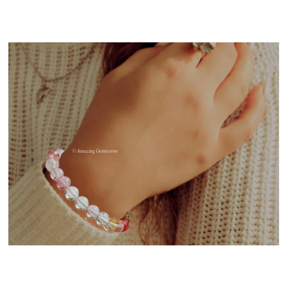Multi Cherry Quartz Bracelet (Strechable)