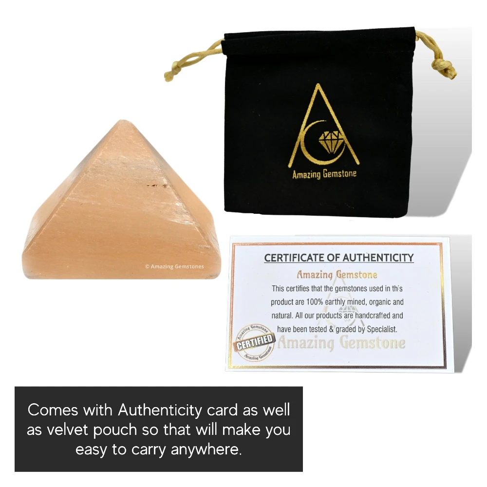 Orange Selenite Pyramid (1 Inch)