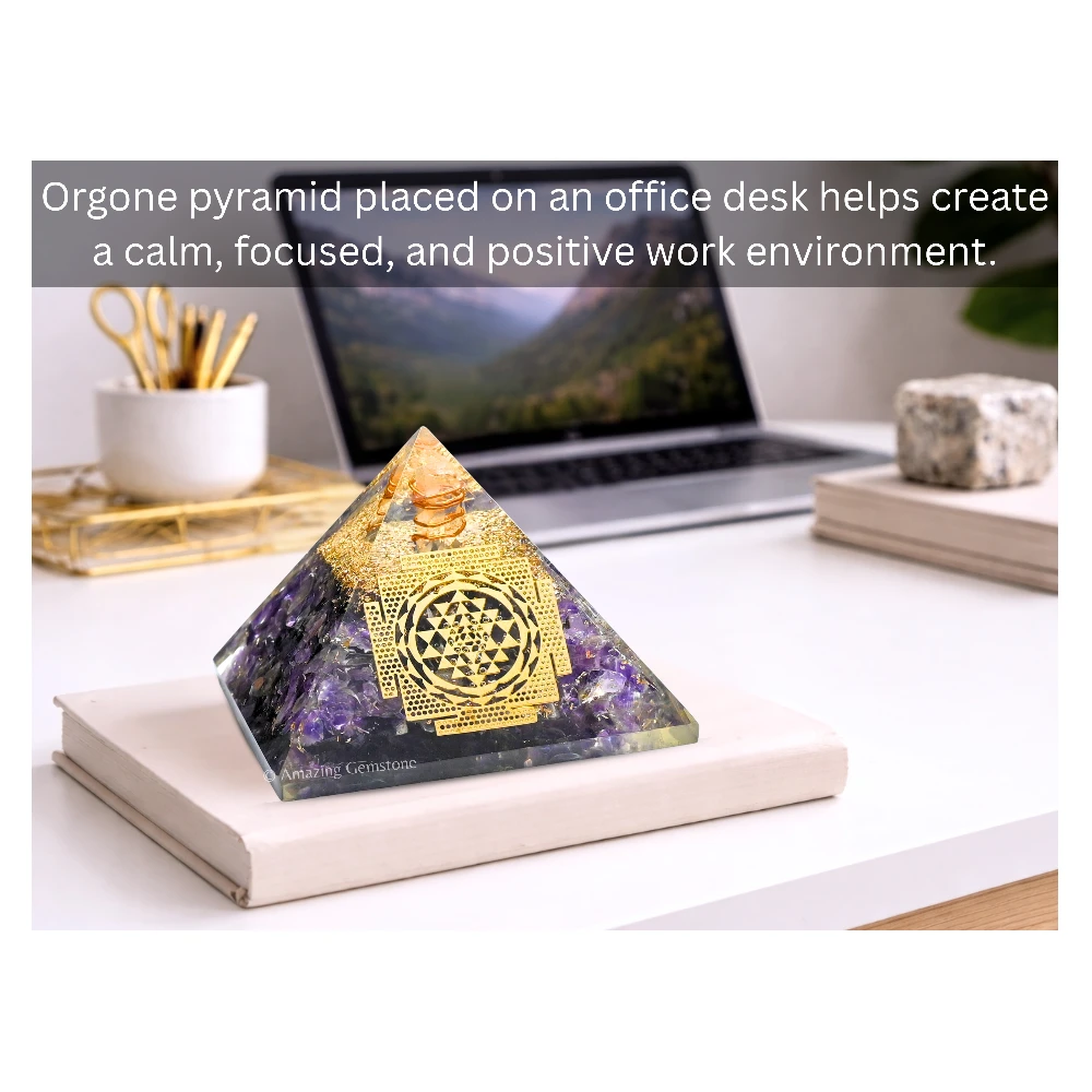 Amethyst Orgone Pyramid - Big Sri Yantra