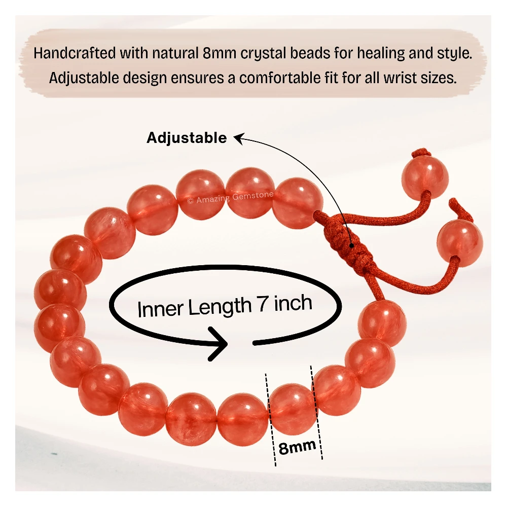 Cherry Quartz Bracelet (Adjustable)