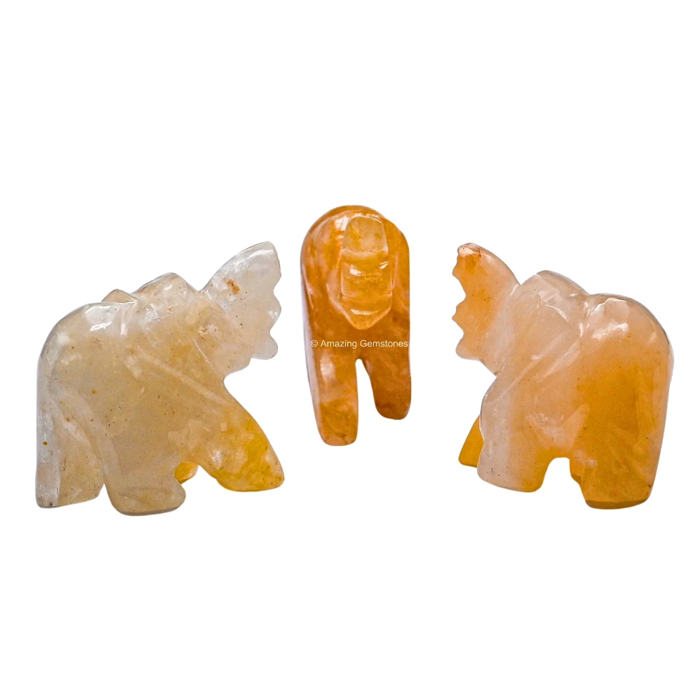 Yellow Aventurine Mini Elephant Crystal Figurine