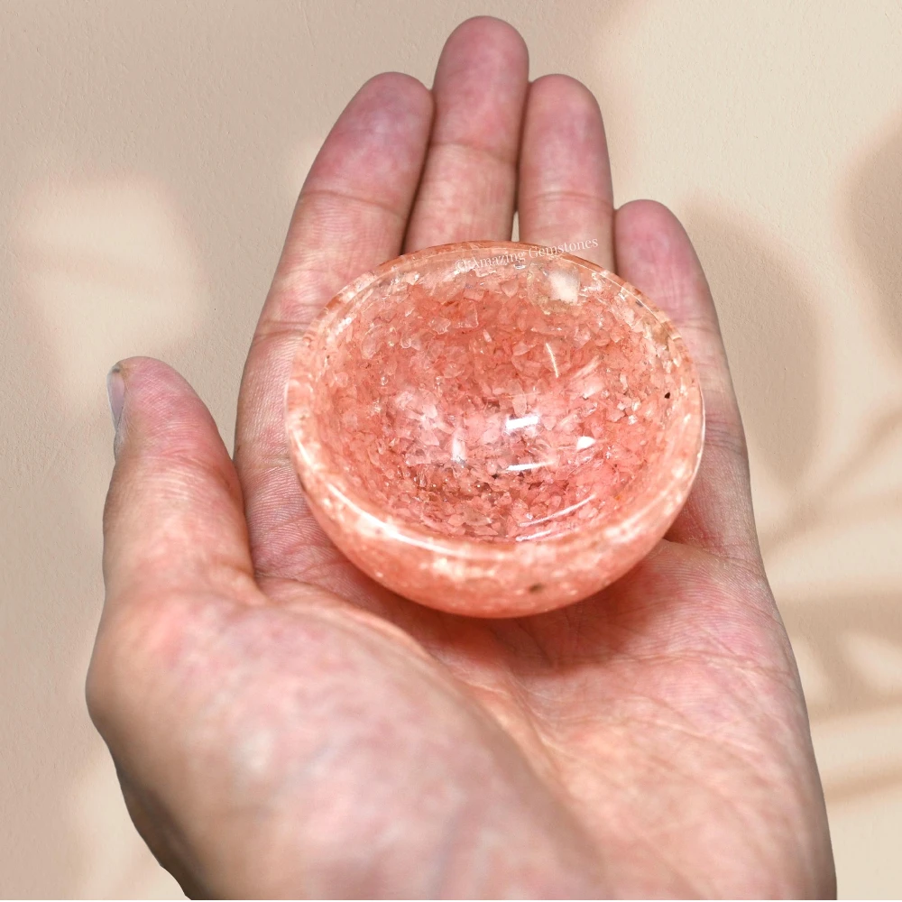 Rose Quartz Crystal Orgone Bowl (2 Inch)