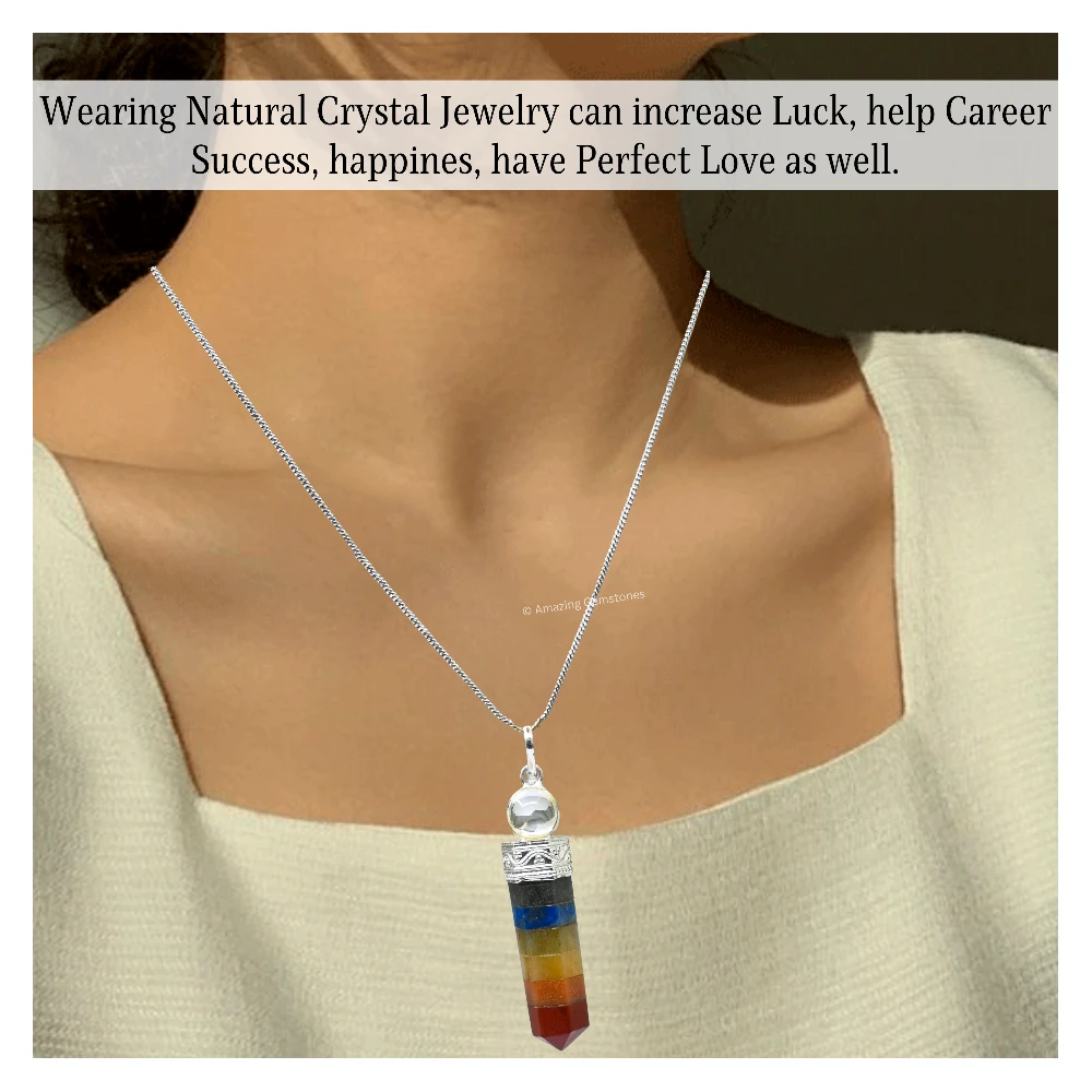 Chakra with Quartz Necklace - Pencil Point (Silver)