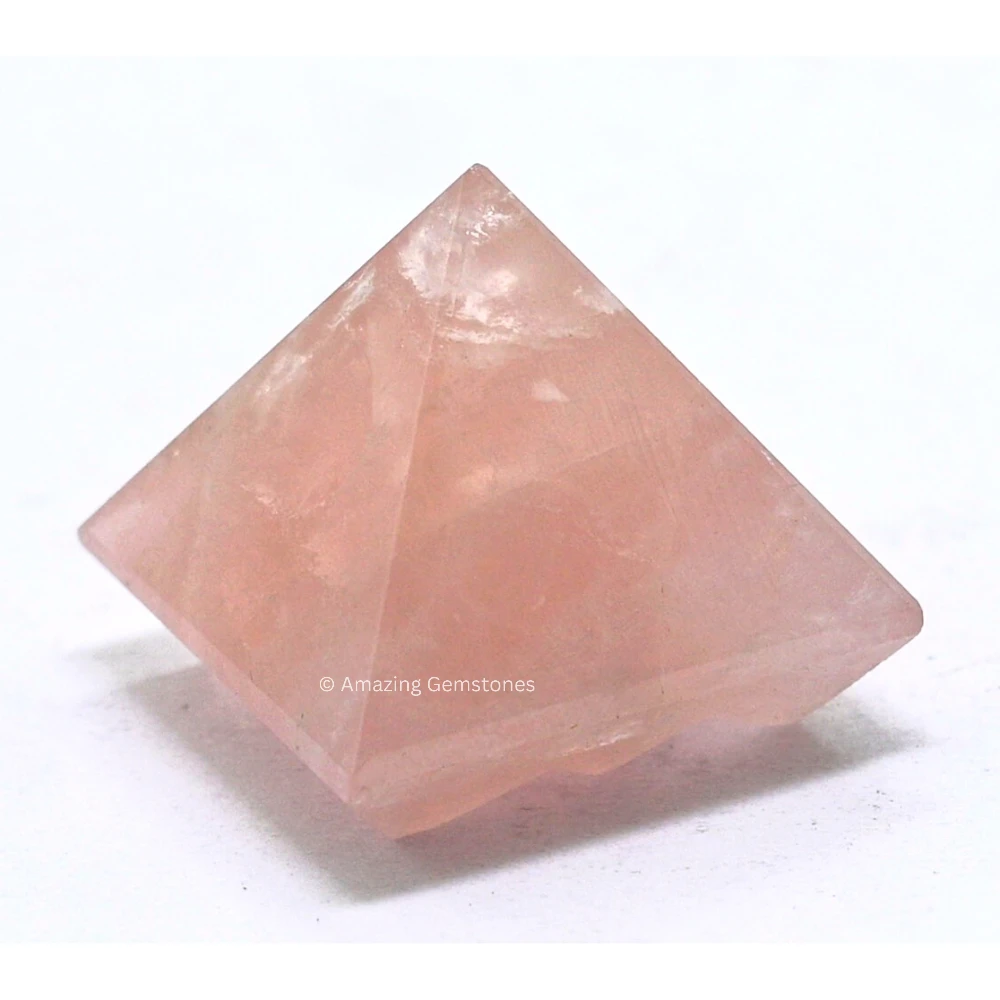 Rose Quartz Lemurian Pyramid - Under 9 Pyramid Plate