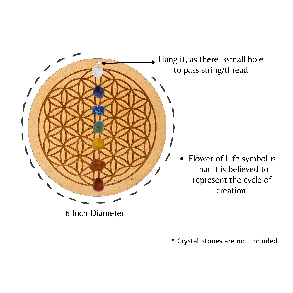 Wooden Crystal Grid Sacred Geometry - Flower of Life (6 Inch)