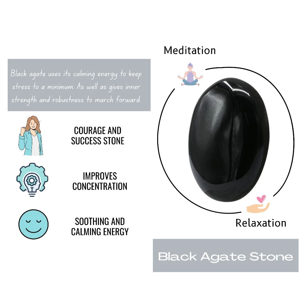 Black Agate Palm Stone