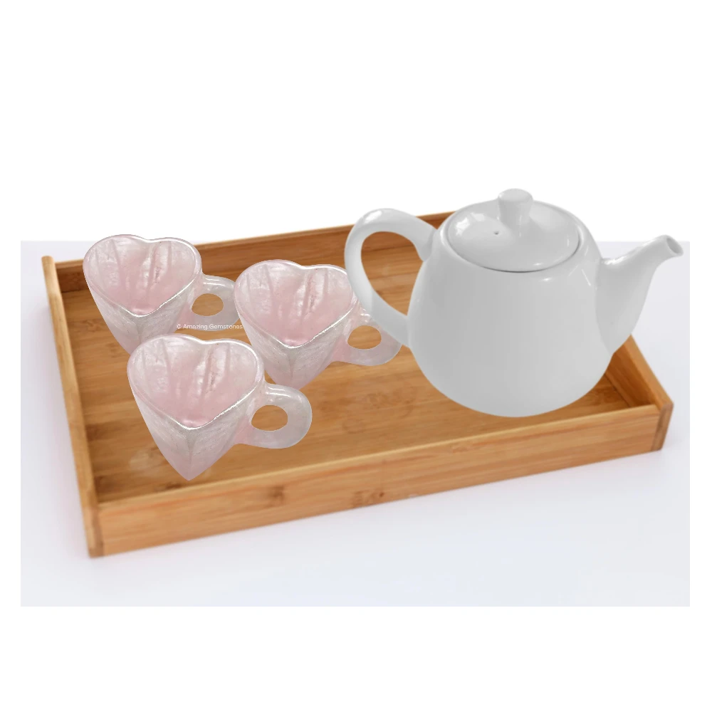 Rose Quartz Crystal Heart Cups