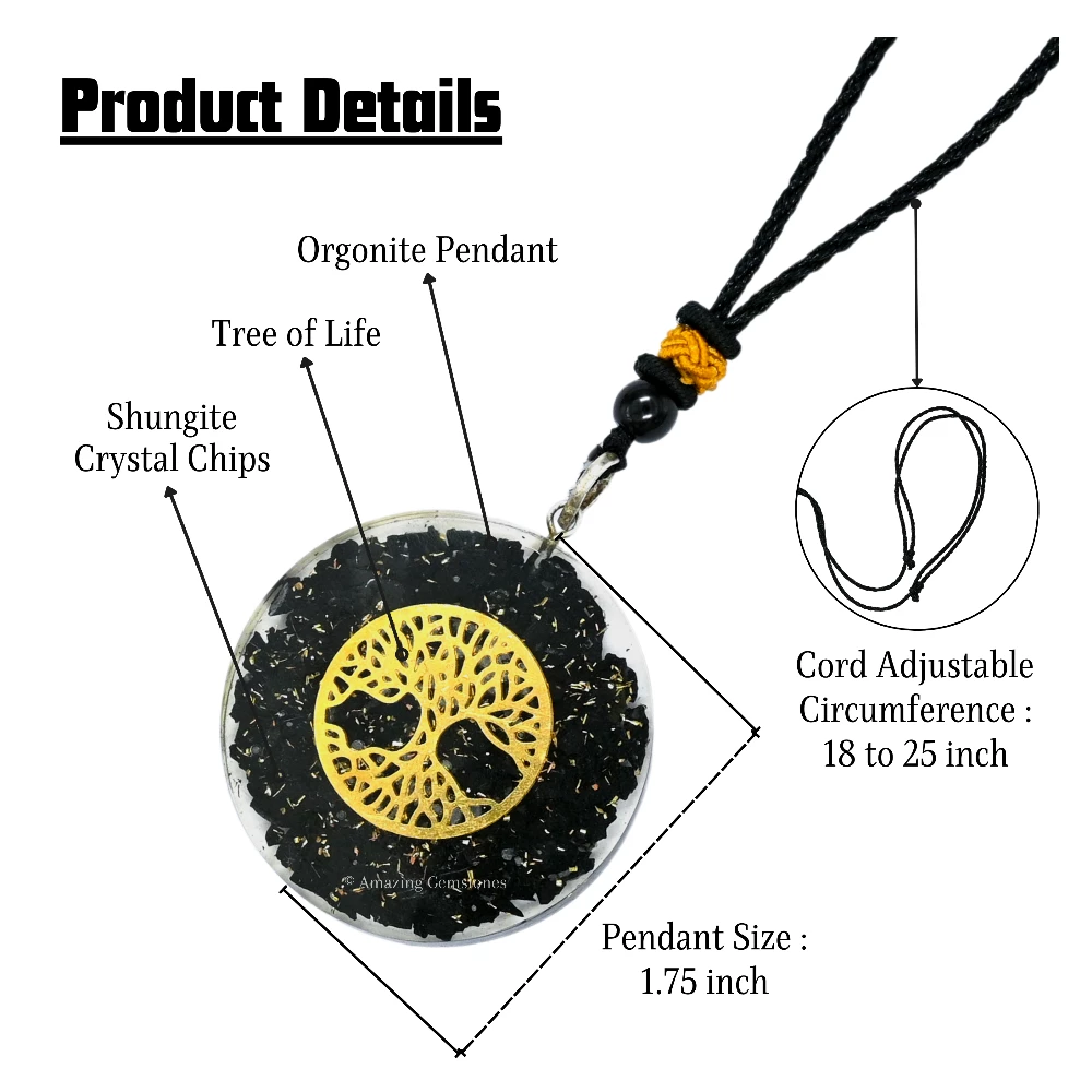 Shungite Necklace - Tree of Life